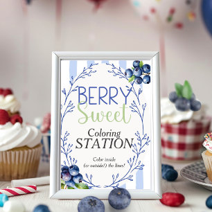 Berry Sweet Färgstation Blåbärsskylt Inbjudningar