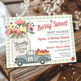 Berry Sweet Farmers Market Gingham Boy Baby Shower Inbjudningar