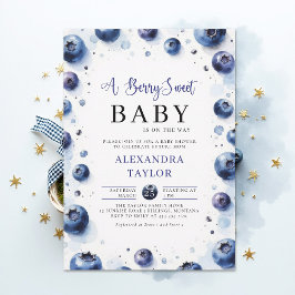 Berry Sweet Farmhouse Chic Blueberries Baby Shower Inbjudningar
