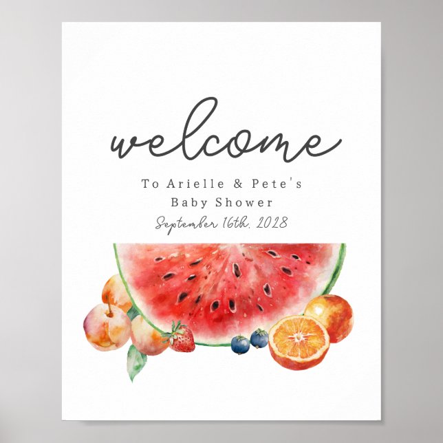 Berry Sweet Fruit Shower Välkommen Watermelon Poster (Framsidan)