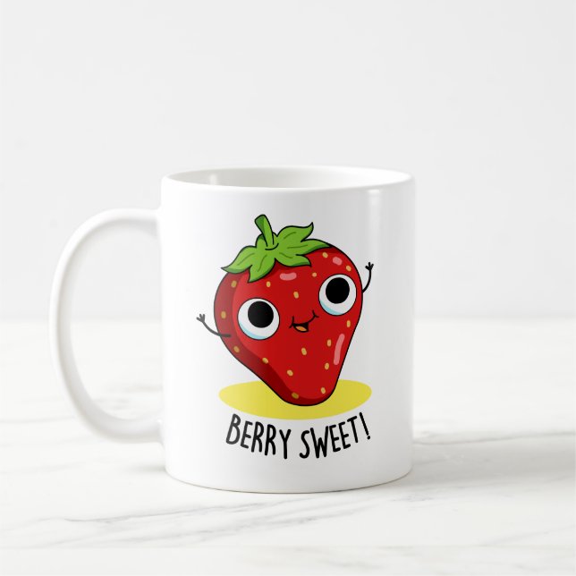 Berry Sweet Funny Strawberry Pun Kaffemugg (Vänster)