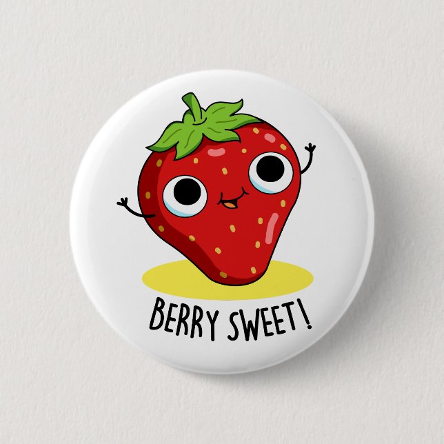 Berry Sweet Funny Strawberry Pun Knapp (Framsida)