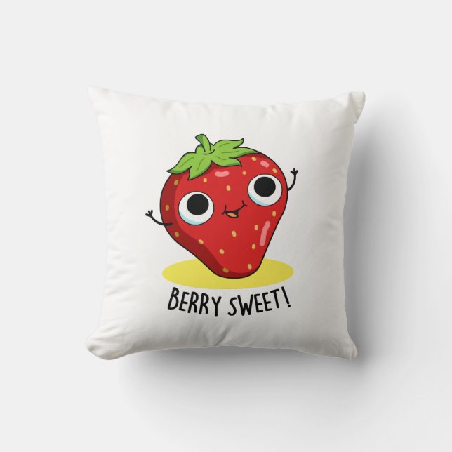 Berry Sweet Funny Strawberry Pun Kudde (Framsida)