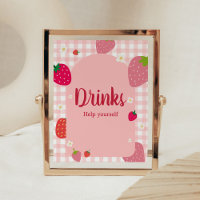 Berry Sweet Gingham Strawberry Baby Shower Drinks