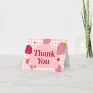 Berry Sweet Gingham Strawberry Baby Shower Tack Kort