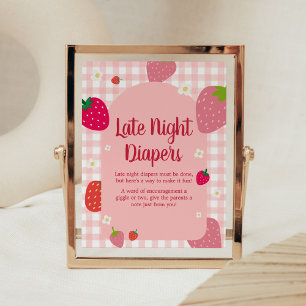 Berry Sweet Gingham Strawberry Late Night Diaper Poster