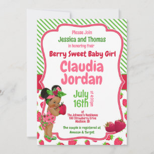 Berry Sweet Girl Strawberry Baby Shower-inbjudan Kort