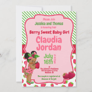 Berry Sweet Girl Strawberry Baby Shower-inbjudan Kort