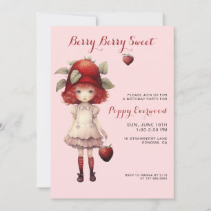 Berry Sweet Girl's Illustrated Födelsedagsfest Inbjudningar