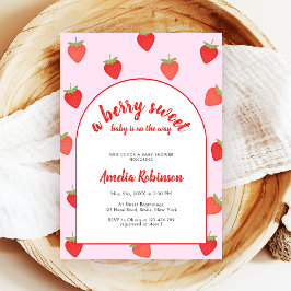 Berry Sweet Girly Strawberry Baby Shower Inbjudningar
