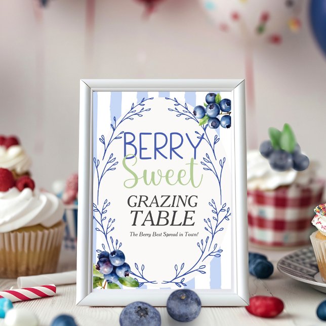 Berry Sweet GRAZING BORD blåeberry Sign I Inbjudningar (Berry Sweet GRAZING TABLE blueberry Sign)