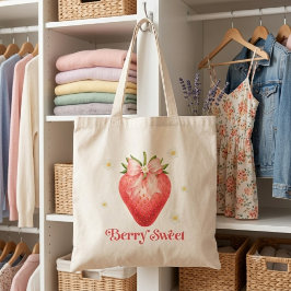 Berry Sweet Jordbärstaska | Söt akvarell Tygkasse