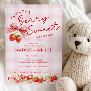 Berry Sweet Jordgubbs Baby Shower Inbjudan