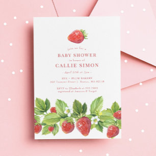 Berry Sweet Jordgubbs Baby Shower Inbjudan
