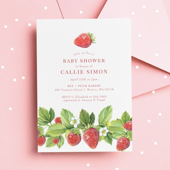 Berry Sweet Jordgubbs Baby Shower Inbjudan (Skapare uppladdad)