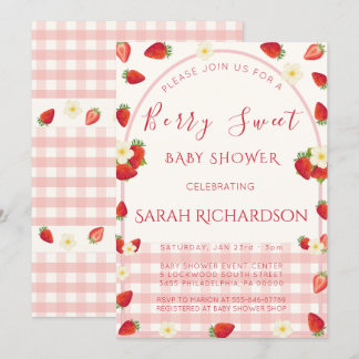 Berry Sweet Jordgubbs Baby Shower Inbjudan