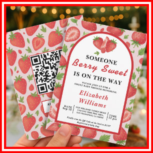 Berry Sweet Jordgubbs Baby Shower QR RSVP Inbjudningar