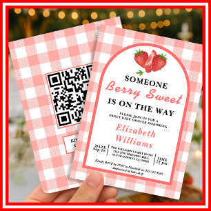 Berry Sweet Jordgubbs Baby Shower QR RSVP Inbjudningar