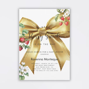 Berry Sweet Jordgubbsguldslinga Baby Shower Inbjudningar