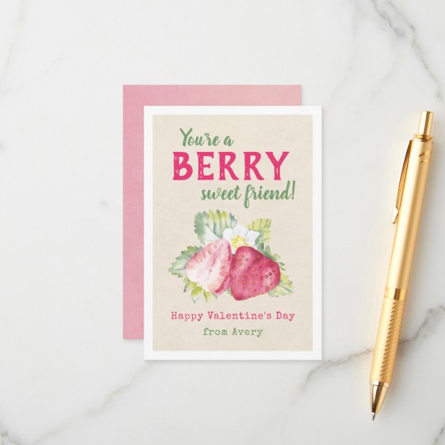 Berry Sweet Kids Classroom Valentines kort (Fram/Back In Situ)