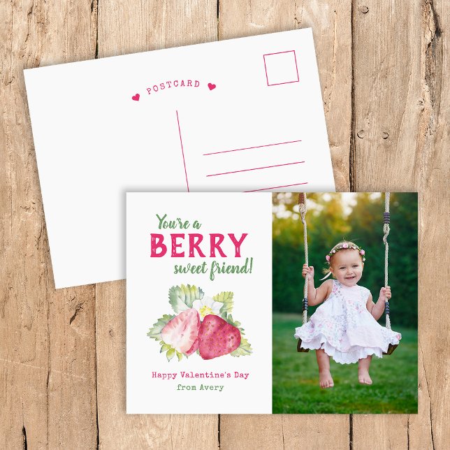 Berry Sweet Kids Photo Valentine Day Helg Vykort (Skapare uppladdad)
