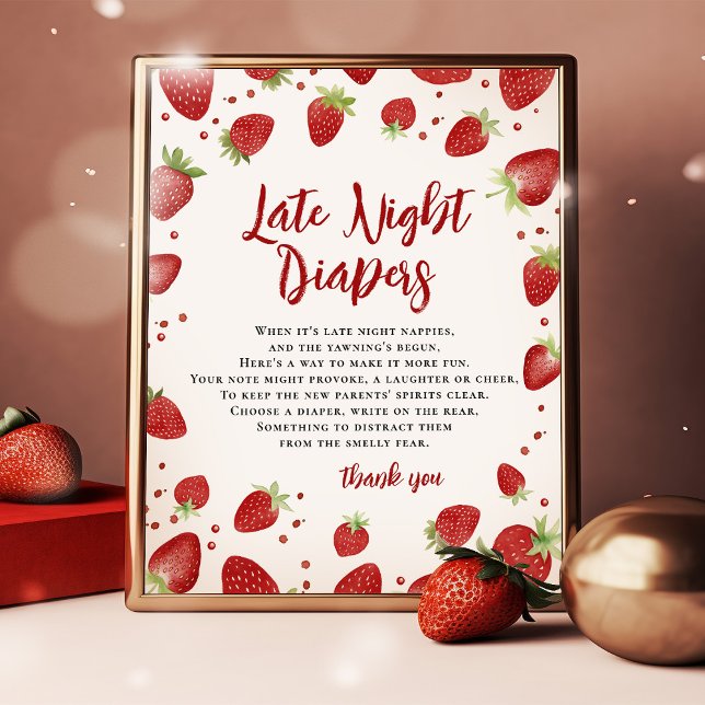 Berry Sweet Late Night Diaper Messages Bord Sign Poster (Skapare uppladdad)