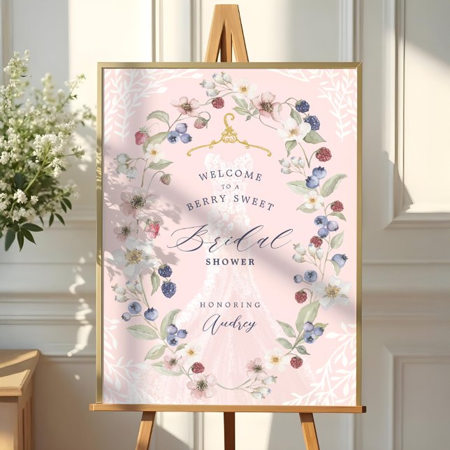 Berry Sweet Möhippa Dress Berries & Flowers Poster (Berry Sweet Bridal Shower Dress Berries & Flowers Poster)