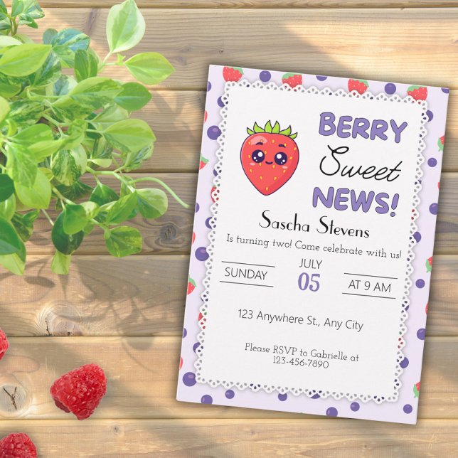 Berry Sweet News! Bjuddagsinbjudan Inbjudningar (Skapare uppladdad)