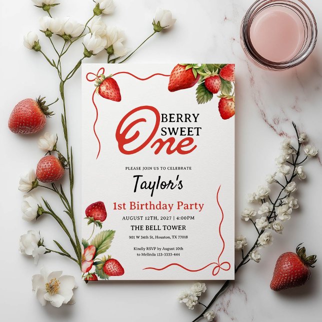 Berry Sweet One 1st Birthday bjudande Inbjudningar (Skapare uppladdad)