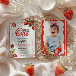 Berry Sweet One 1st Birthday Photo Inbjudningar