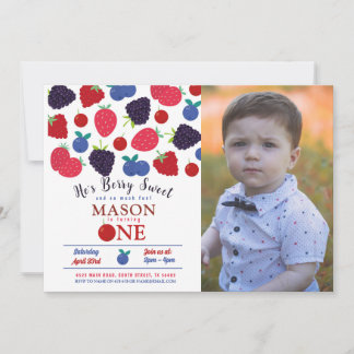 Berry Sweet One First Birthday Boys Fruit Inbjudningar