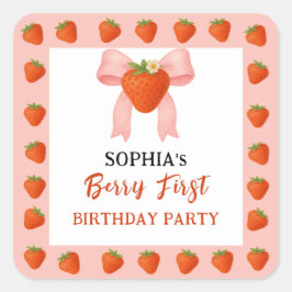 Berry Sweet Party-inbjudan Fyrkantigt Klistermärke