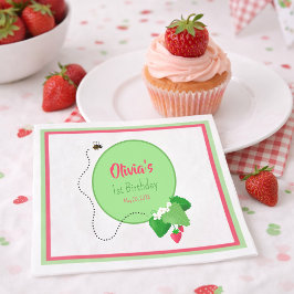 Berry Sweet Personalized Strawberry First Birthday Pappersservett