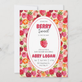 Berry Sweet Raspberry Baby Shower Inbjudningar