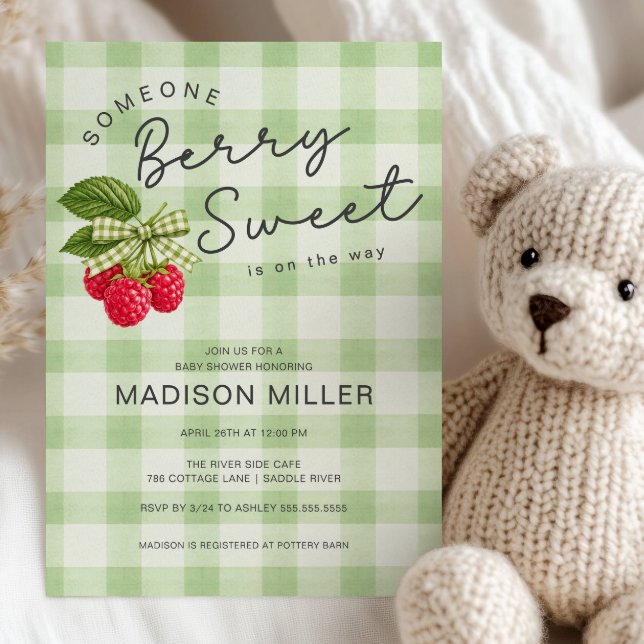 Berry Sweet Raspberry Baby Shower Invitation Inbjudningar (Skapare uppladdad)