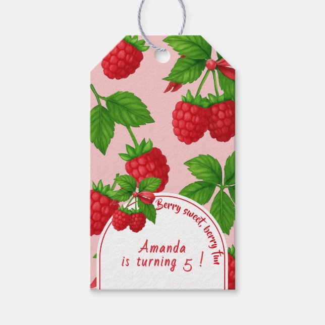 Berry Sweet Raspberry Barnkalas -  Presentetikett (Framsidan)