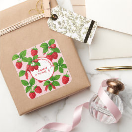 Berry Sweet Raspberry Barns födelsedag Party - Fyrkantigt Klistermärke