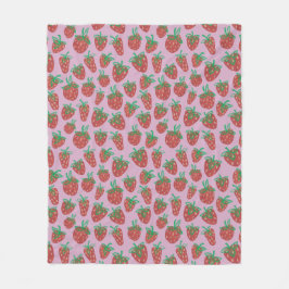 Berry Sweet Red Strawbär Fleece Blanket
