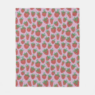 Berry Sweet Red Strawbär Fleece Blanket