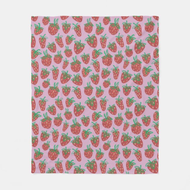 Berry Sweet Red Strawbär Fleece Blanket (Framsidan)