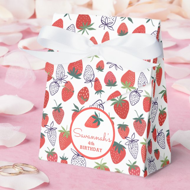 Berry Sweet Red Strawberry Birthday Favbox Presentaskar (Bröllop)