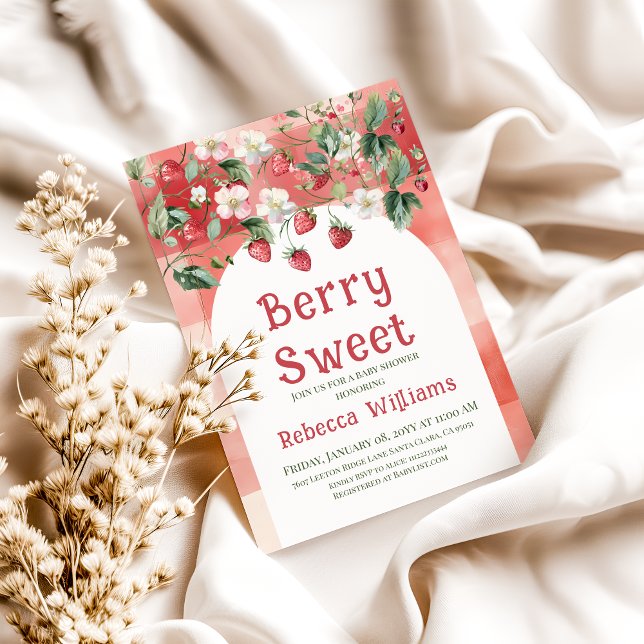 Berry Sweet Red Strawberry Girl Baby Shower Inbjudningar (Skapare uppladdad)