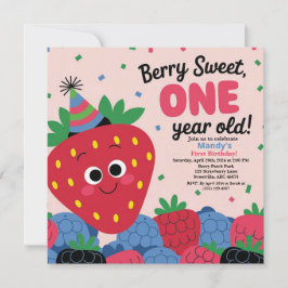 Berry Sweet Roligt Första födelsedagsinbjudan Inbjudningar