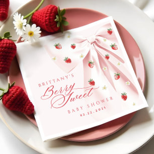 Berry Sweet Rosa Bow Baby Shower Napkins Pappersservett