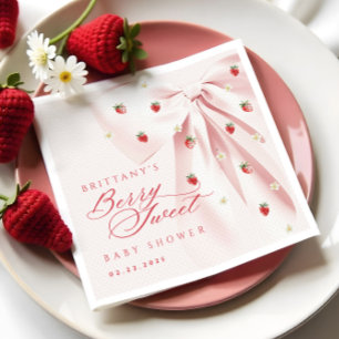 Berry Sweet Rosa Bow Baby Shower Napkins Pappersservett