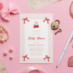 Berry Sweet Rosa Coquette Baby Shower Inbjudningar