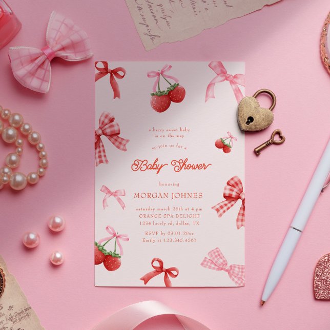 Berry Sweet Rosa Coquette Baby Shower Inbjudningar (Skapare uppladdad)