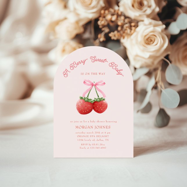 Berry Sweet Rosa Coquette Baby Shower Inbjudningar (Skapare uppladdad)