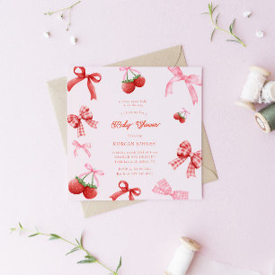 Berry Sweet Rosa Coquette Baby Shower Inbjudningar