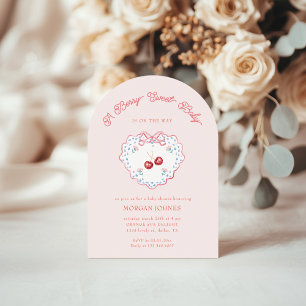 Berry Sweet Rosa Coquette Baby Shower Inbjudningar